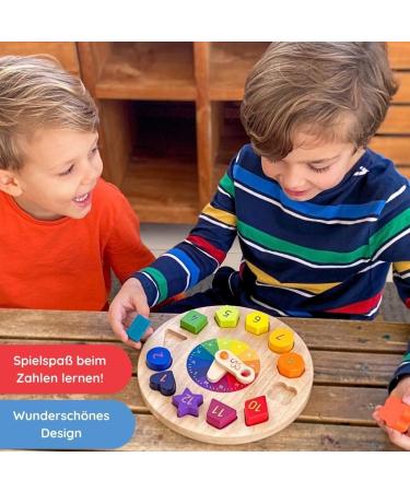 SCHMETTERLINE Kronolino Wooden Learning Clock | Rainbow Colors for Playful Time Learning | Ages 3+ - Buy Online on GoSupps.com