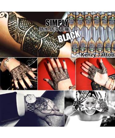 Kenzy Temporary Tattoo India Painting Paste Cone Set with Stencils and Nozzles - Black/Red Brown Body Art Drawing Kit - Buy Online on GoSupps.com