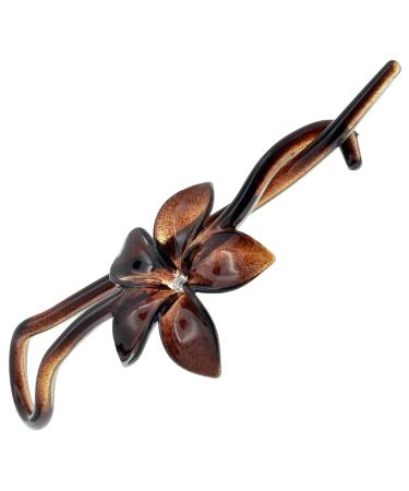 Camila Paris CP1592 French Hair Barrette Pin Clips for Girls  Flower  Tortoise Shell  No Metal Parts  Strong Hold Grip Hair Clips for Women  No Slip Styling Girls Hair Accessories  Made in France