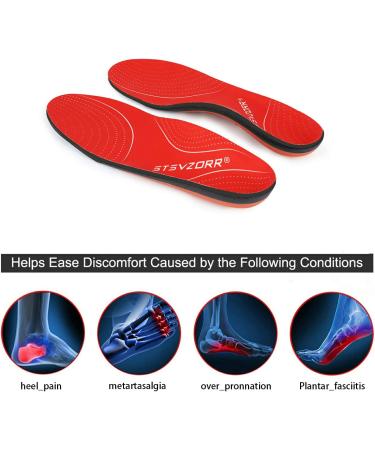 Orthotic Insoles Full Length Inserts Arch Support for Flat Feet - UK Size 13 (12.2 inches) Red | Pinnacle Plus Metatarsal Support for Plantar Fasciitis, Heel & Toe Pain - Buy Online on GoSupps.com