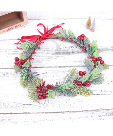 Lurrose Flower Crown Headband Green Flower Crown Red Leaf Fruit Hair Wreath Bride Floral Headband Hair Garland Hair Decoration for Woman Lady Girl - Buy Online on GoSupps.com