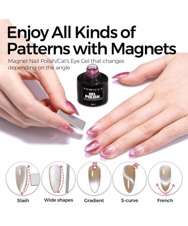 Shop Tomicca Cat Eyes UV Nail Polish Set - 4 Glitter Pink Gel Colors Shellac & UV Gel for Beginners & DIY Home - Buy Online on GoSupps.com