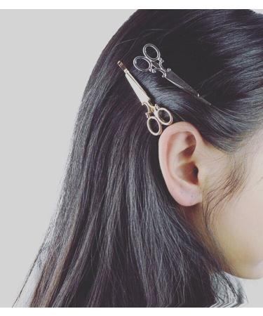 Yueton 4pcs Gold & Silver Scissors Hair Clips - Bride Headwear Bobby Pins - Buy Online on GoSupps.com