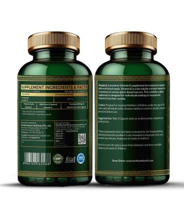 Divya Himalayan Herbs & Seeds 100% Natural Vitamin E Supplement Capsules 600mg (D-Alpha-Tocopherol) Supplement Promotes Skin Health & Nails Health for Women Men Girls - 60 Capsules - Buy Online on GoSupps.com