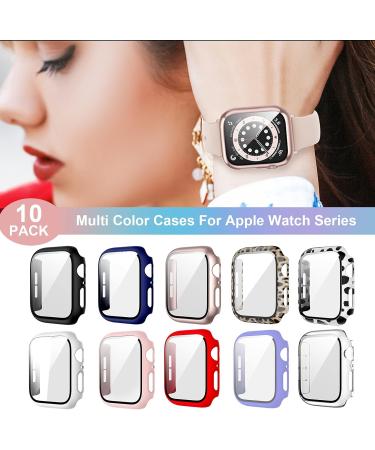10 Pack Apple Watch Series 3/2/1 38mm Case with Tempered Glass Protector - BHARVEST HD Scratch Resistant Bumper Cover - 10 Colors - Black/Blue/Rose Gold/Leopard/Cow/White/Pink/Red/Purple/Clear - Buy Online on GoSupps.com