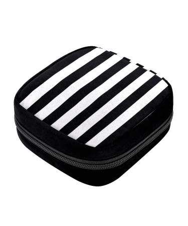 GIAPB Period Bag Sanitary Napkin Storage Bag Pad Holder for Period Makeup Pouch Black White Stripe Picture Color1781