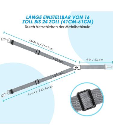 Slowton 2-in-1 Dog Car Seat Belt - Durable Adjustable Reflective Tangle-Free for Small Dogs - Gray - Buy Online on GoSupps.com