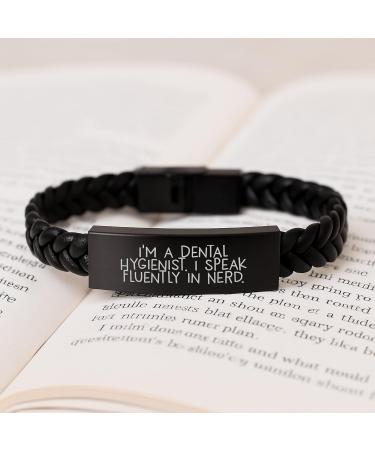 Funny Dental Hygienist Gifts from Friends Interlaced Leather Bracelet I'm A Dental Hygienist. I Speak Fluently In genius. Christmas Unique Gifts for Dental Hygienist - Buy Online on GoSupps.com