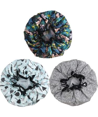 Buy Adjustable 3 Pack Waterproof Shower Caps for Women | Double Layer Swimming Caps - Multicolor - Buy Online on GoSupps.com