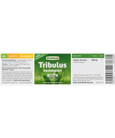 Organic Tribulus Terrestris 500 mg - High-Dose Extract (80% Saponins) - 120 Vegan Capsules - Non-GMO Additive-Free - Buy Online on GoSupps.com