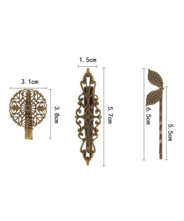 22-Piece Vintage Hair Clips Barrettes Set - Bronze Leaf, Flower, Butterfly, Heart Bobby Pin for Girls and Women - Buy Online on GoSupps.com