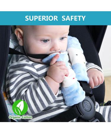 4-Piece Baby Seat Belt Pads | Stroller Carriage Safety Cushions | Shoulder Protection for Infants 15x5cm - Blue - Buy Online on GoSupps.com
