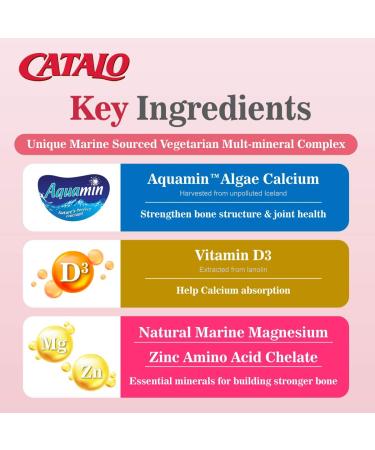 CATALO Women's Calcium Support - Plant-based Algae Calcium with Vitamin D3 | Strong Bones & Joint Mobility - 60 Tablets - Buy Online on GoSupps.com