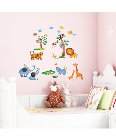 Decowall DW-1206 Wild Jungle Animals Wall Stickers for Kids - Peel and Stick Removable Decals for Nursery, Bedroom, Living Room - Buy Online on GoSupps.com