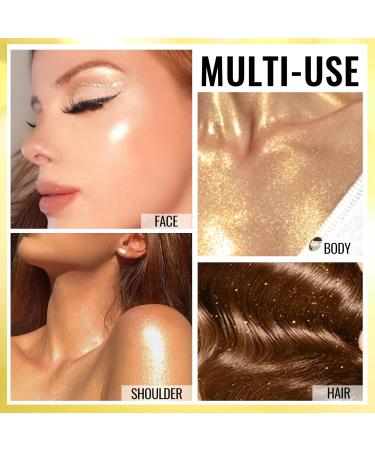 Erinde Body Glitter Spray Face Glow Illuminator Liquid Highlighter Shimmer& Sparkle Make Up Moisturizing Glow Drops Luminizer with Light Fragrance Non-Sticky 50ml #01 Gold 50ml 1 ml (Pack of 1) - Buy Online on GoSupps.com