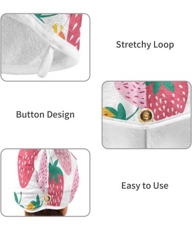 Cute Colorful Strawberry Hair Towel 2 Pack | Super Absorbent Quick Drying Hair Turbans for Women & Girls - Buy Online on GoSupps.com