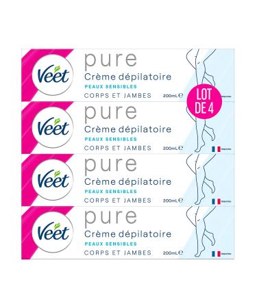 VEET PURE - Cr me D pilatoire Corps & Jambes - Peaux Sensibles - Sans Odeur d'Amoniaque - Lot de 4x200ml