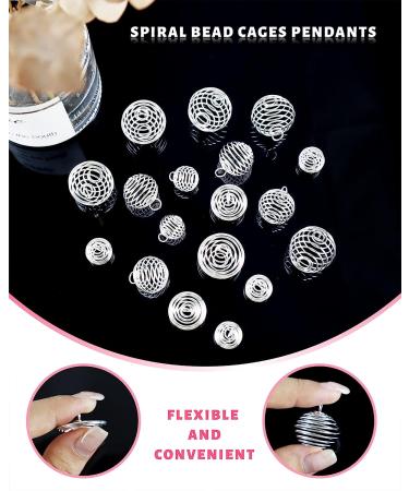 JIALEEY Spiral Bead Cages Pendants - 30 PCs Silver Plated Stone Holder Necklace Pendants for Jewelry Making - Buy Online on GoSupps.com