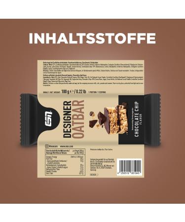 ESN Designer OAT Bar Box - Chocolate Chip 12 x 100g | Power-Packed Oat Batch Perfect for On-The-Go | Quality Tested & Made in Germany - Buy Online on GoSupps.com