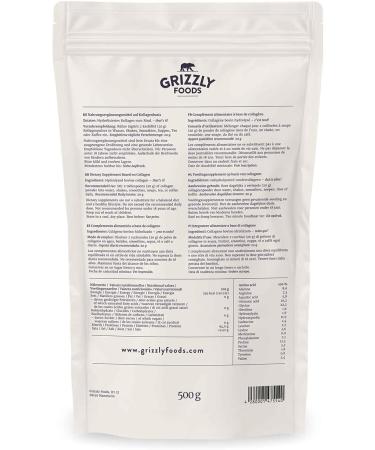 Grizzly Foods Collagen powder 1 x 500 g 100 pure & natural Optimal bioavailability Without additives Ideal for skin hair & joints Tasteneutral & versatile Collagen 500g Einzelbeutel - Buy Online on GoSupps.com
