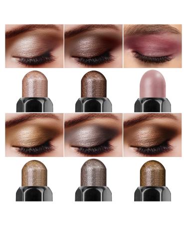LUXAZA 6 PCS Neutral and Brown Metallic Eyeshadow Stick Set - Waterproof & Long Lasting Cream Eyeshadow Pencil Crayon in Champagne Shade - Eye Brightener Stick Highlighter Makeup Pro - B01-Brown Neutral - Buy Online on GoSupps.com