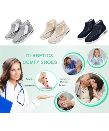 Women s Edema Swollen Boots | Comfortable Adjustable Orthopedic Diabetic Walking Boots | Cozy Surgical Arthritis Footwear for Plantar Fasciitis - Size 8.5 Light Gray - Buy Online on GoSupps.com