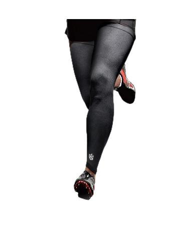 Vital Salveo Recovery Compression Sports Full Leg Sleeve Thigh Calf Long Knee Support Basketball(1 Pair) Black Medium (Pack of 2)