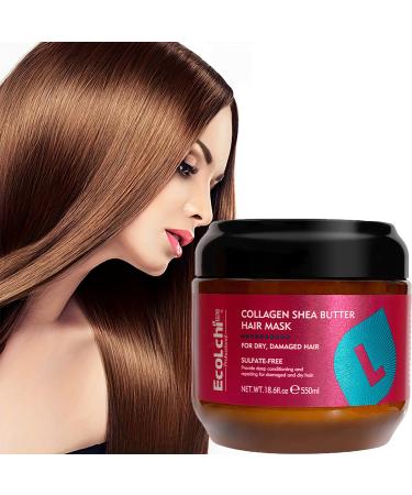 ECOLCHI Shea Butter Hair Mask with Collagen, Amino Acid Repair Hair Mask, Moisturizing Shea Hair Mask, Keratin Hair Treatment