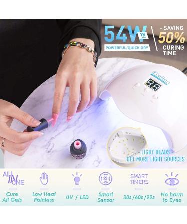 54W Gellen Gel Nail Polish Kit with UV LED Light, 6 Nude Colors, Top Base Coat, Nail Art Decorations, Manicure Tools - All-in-One Manicure Kit in Gentle Nudes Blush Tones - Buy Online on GoSupps.com