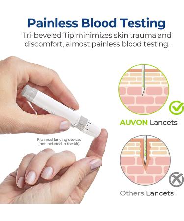AUVON Multicolored 30G Diabetic Lancets - 300 Count for Less Pain | Universal Sterile Needles | Fits Most Lancing Devices | Disposable Blood Sugar Lancets - Buy Online on GoSupps.com