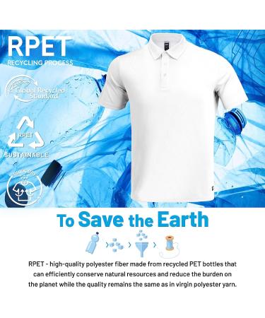 MIER Men's Quick Dry Polo Shirt - Black, Small | Moisture Wicking Recycled Polyester, Golf & Casual Wear - Buy Online on GoSupps.com