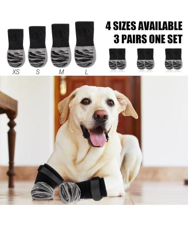 3 Pairs Double Sides Anti-Slip Dog Socks Adjustable Dog Grip Socks Soft Breathable with Strap Dog Paw Protector Cute Pet Socks to Stop Licking Paws and Scratching for Small Medium Large Dog (L) - Buy Online on GoSupps.com