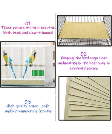 20 PCS Gravel Paper for Bird Cage - 10x16 Inch Liner Paper in Sea Sand Parrot Cage Sandpapers - Goose Yellow Color - Pet Bedding Accessories - Buy Online on GoSupps.com