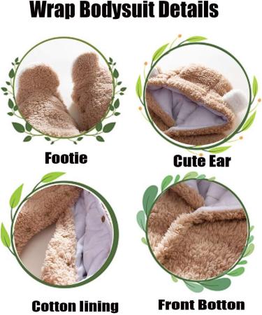 Voopptaw Warm Baby Winter Fleece Romper Suit | Cute Thick Bear Snowsuit (6-9 Months, Khaki) - Buy Online on GoSupps.com
