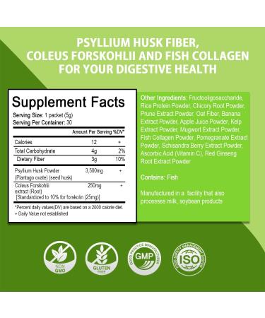 BTGIN Jangdabium Psyllium Husk Fiber Granules with Coleus Forskohlii & 10 Botanicals - Natural Supplement for Digestive Health Detox & Weight Management - Expands 40x for Fullness - 30 Packets - Buy Online on GoSupps.com