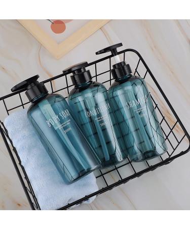 Segbeauty 16oz Shampoo Bottles with Pump - 3 Pack Reusable Shower Dispenser Set - Blue - Ideal for Shampoo, Conditioner, Body Wash - 500ml - Buy Online on GoSupps.com