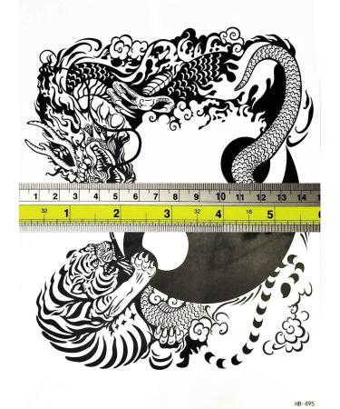 PARITA Big Tattoos Tiger Dragon Fight Yin Yang Kung Fu Fake Waterproof Body Art (1 Sheet) - Buy Online on GoSupps.com