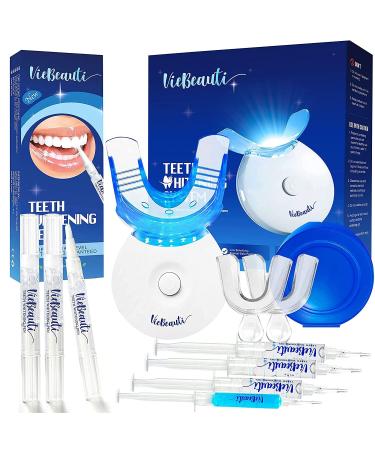 Viebeauti Teeth Whitening Kit with LED Accelerator Light (3pcs 5ml Teeth whitening Gel 1pc 3ml remineralizing Gel) Teeth Whitening Pen (3pcs) Teeth Whitening Gel with 35% Carbamide Peroxide