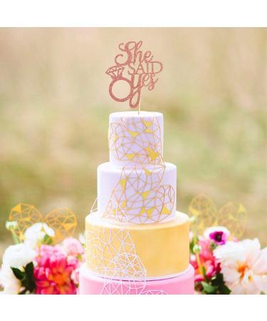 Unimall Rose Gold 'She Said Yes' Cake Topper - Perfect for Engagement Bridal Shower & Bachelorette Party Decorations | Multi-Color Delivery Available - Buy Online on GoSupps.com