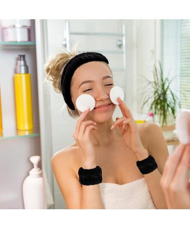 AMCAMI 9 Pcs Spa Headband & Wristband Set - Microfiber Makeup Hair Band & Facial Skincare Towels for Women & Girls - Black - Buy Online on GoSupps.com