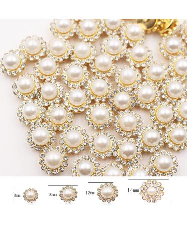 100PCS 12mm Pearl Flower Claw Cup Rhinestones - Gold Flatback Base Shiny Crystals Beads for Clothing Crafts - Buy Online on GoSupps.com