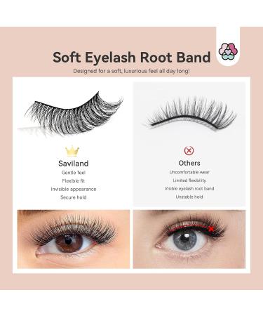 Saviland False Eyelashes Natural for Makeup Artist: 18mm 21mm 3D Faux Mink 15 Pairs Fox Cat Eye Lashes Natural Look with Rhinestones 3 Styles Wispy Fluffy Strip Lightweight Extension Fake Eyelashes - Buy Online on GoSupps.com
