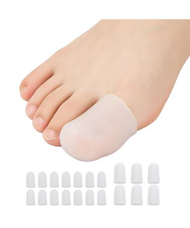 Madholly 20 Pieces Gel Toe Cap Prevent Callus and Blistering Silicone Toe Protector for Women and Men Small/Large (Pack of 20) White