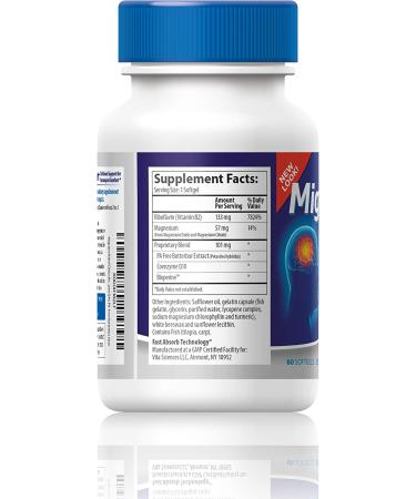 Migraine Relief Supplement: Migravent for Optimal Cranial Comfort and Health Riboflavin, Magnesium, Coenzyme Q10 and Butterbur Blend - Buy Online on GoSupps.com