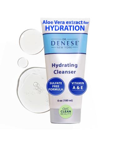Dr. Denese Hydrating Cleanser 6 oz With Antioxidant Power Vitamin E Aloe Vera Extract & Hydrolyzed Wheat Protein For Dry & Sensitive Skin Removes Makeup Without Drying Cruelty-Free 24 Ounce (Pack of 1)