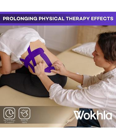 Purple Waterproof Kinesiology Tape 5M Roll - Latex Free Muscle & Physio Tape for Ankle, Knee & Shoulder - Strong Grip Sports Strapping with Medicated Glue - Includes E-Manual - Buy Online on GoSupps.com