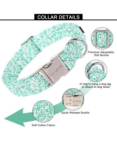 Unique Style Paws Summer Dog Collar | Green Linen & White Flower Design for Small Medium and Large Dogs | Perfect Gift for Your Furry Friend - Buy Online on GoSupps.com