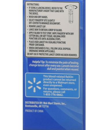 ReliOn 33G Micro-Thin Lancets 100-ct (Pack of 2) - Twin Pack - Buy Online on GoSupps.com