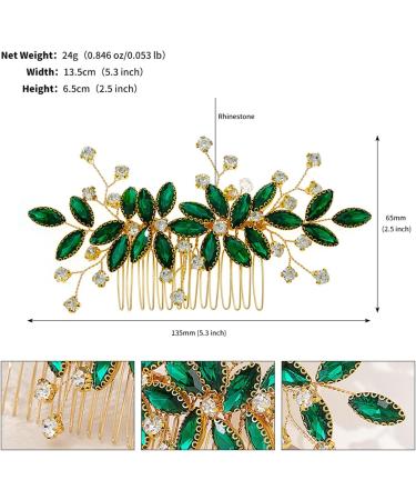 Bridal Hair Comb Hair Accessories Beaded Bangs Side Insert Comb Rhinestone Hair Comb 13.5x6.5cm Green - Buy Online on GoSupps.com