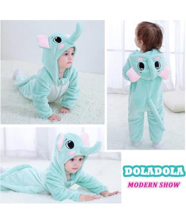 Doladola Baby Elephant Hooded Onesie | Newborn Loungewear Jumpsuit 12-18 Months - Buy Online on GoSupps.com